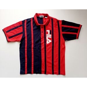 Fila Classic Stripe Colorblock Logo Mesh Polo Top